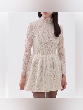 NWT Nocturne White Lace Longsleeve Mini Dress S MSRP$299